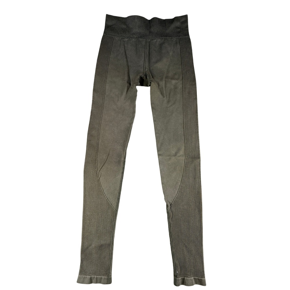 Aeropostale Womens Leggings High Waist Ribbed Side Small Green Seamless Athletic